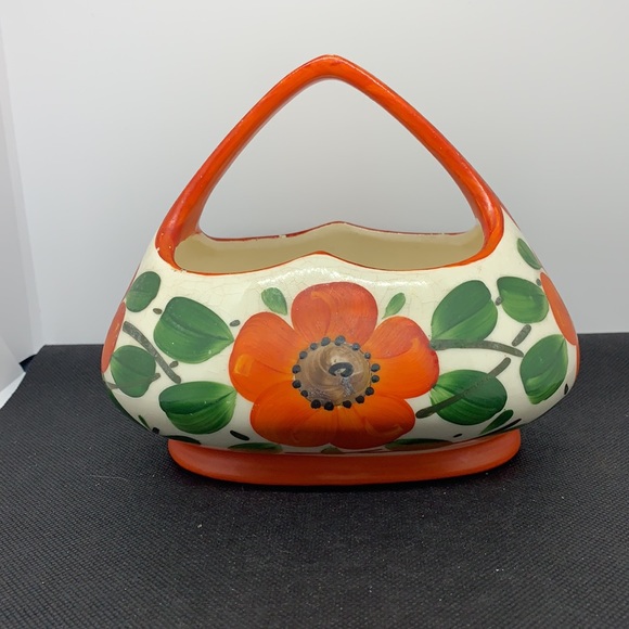 Vintage Czech Pottery Ceramic Basket GUC - Picture 2 of 9